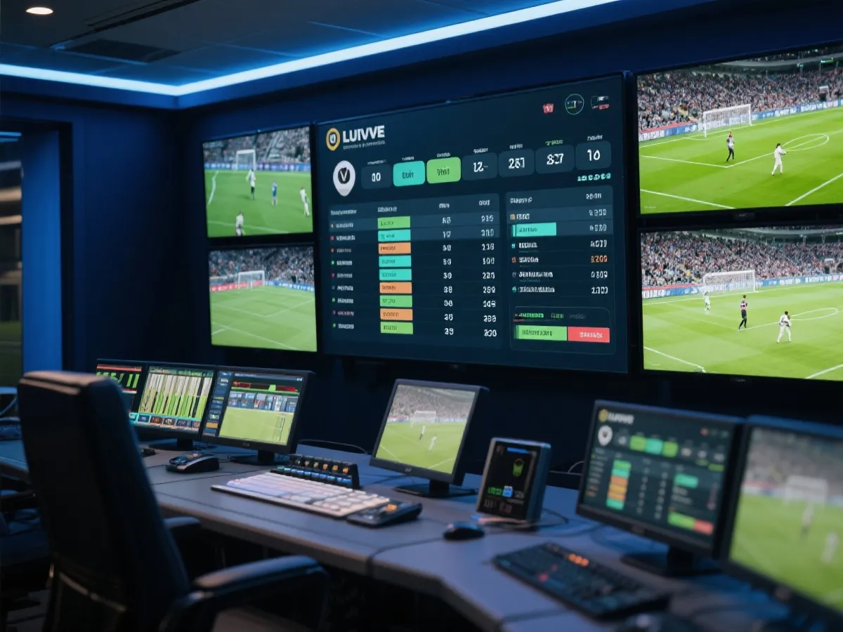 直播控制台与实时赛况视觉示意